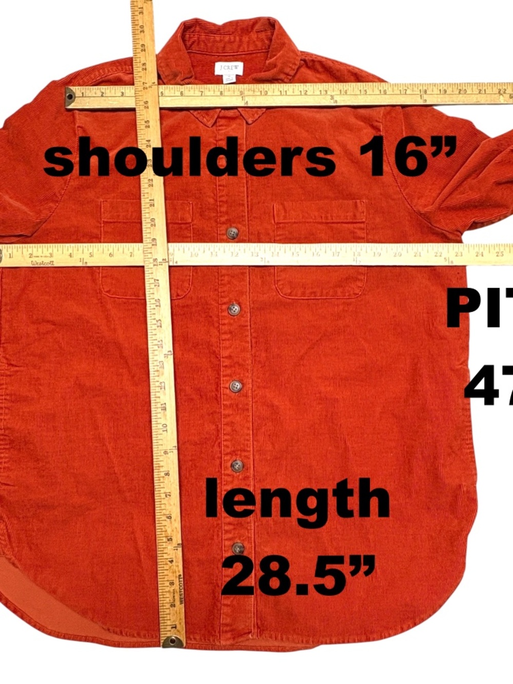 J. CREW Orange Corduroy Shirt Jacket M Cotton Button Front Overshirt Pockets - Picture 13 of 15